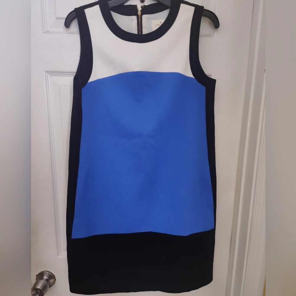 Kate Spade Maysie Colorblock White Blue Black Shift Sleeveless Dress